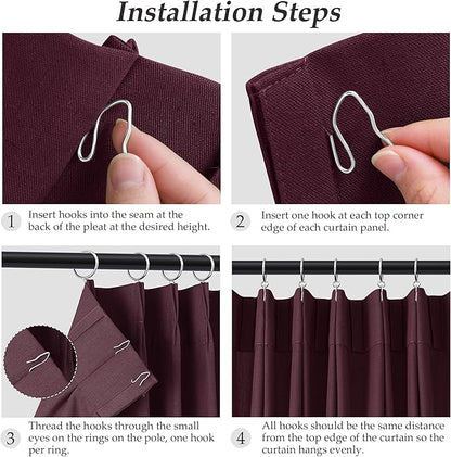 Burgundy Pinch Pleated Linen Curtains 72 Inch Length 2 Panels - Image 5