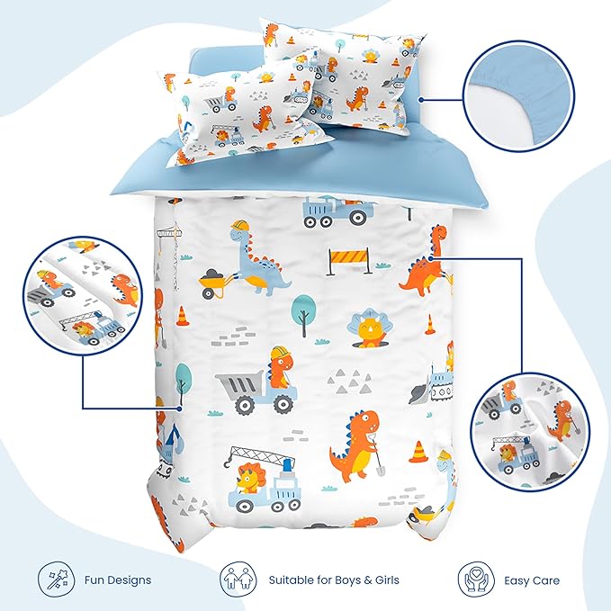 SANDJEST Dinosaur Comforter Set Twin Size 68x86in - Image 2