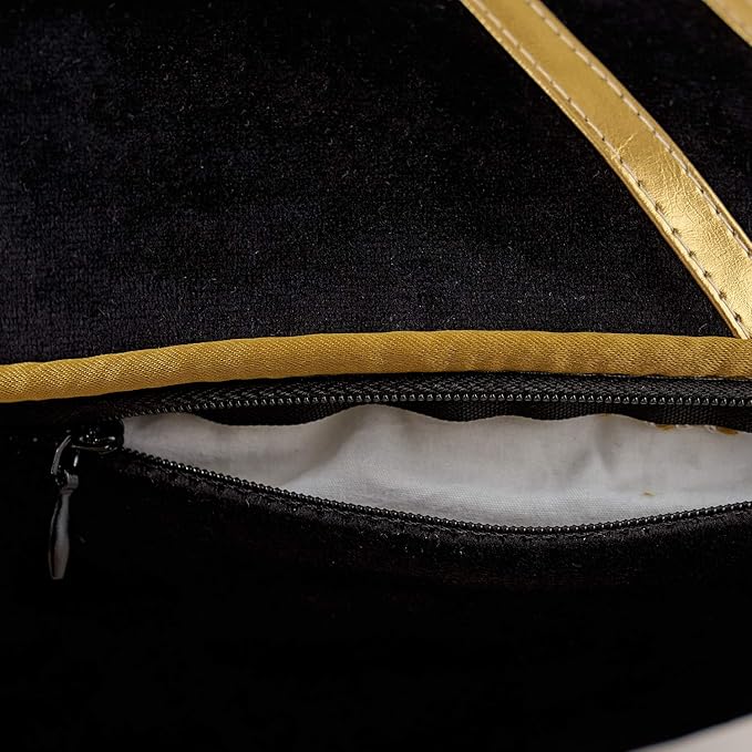 Avigers 12 x 20 Inch Black Gold Leather Striped Lines Velvet Cushion Case - Image 5