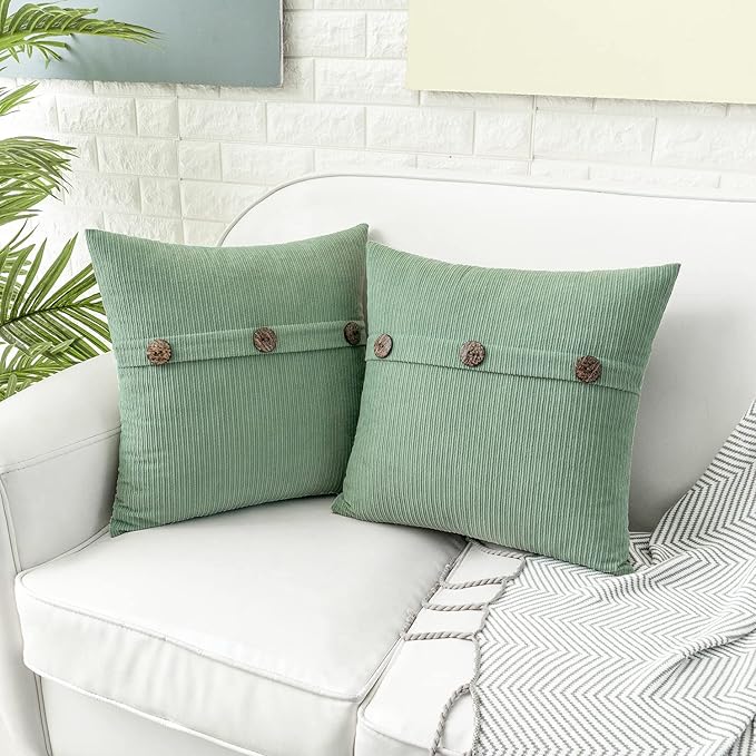 HWY 50 Sage Green Chenille Throw Pillow Covers 16x16 Inch - Image 3