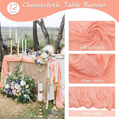 12 Pack 10Ft Cheesecloth Boho Gauze Table Runner - Image 4