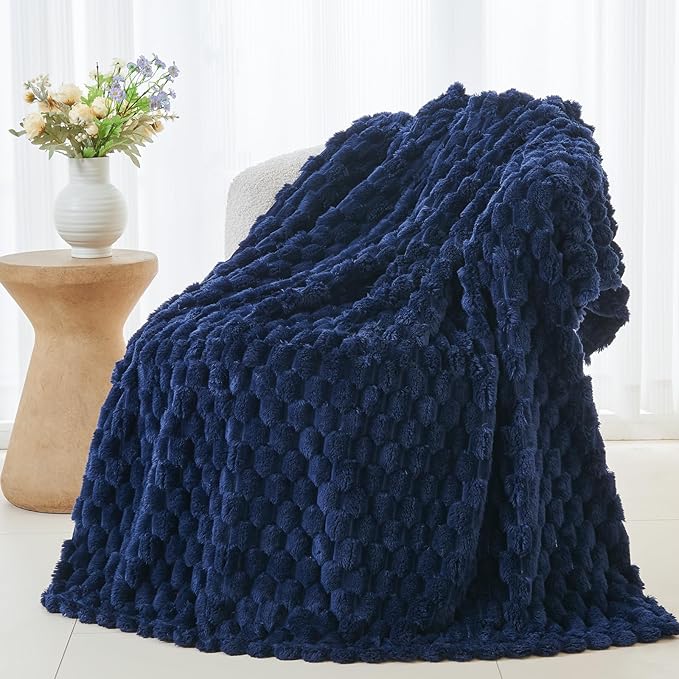 NEWCOSPLAY Super Soft Twin Blanket Dark Navy Premium Silky Flannel Fleece 3D - Image 4