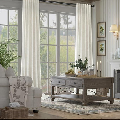 Natural Linen Back Tab Curtains 84 Inch Length - Image 8
