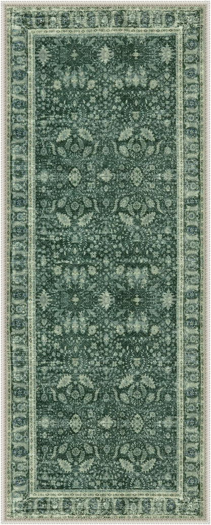 Lahome Vintage 2x5 Green Kitchen Runner Rugs Non Skid Washable, Boho Runner Rug - Image 8