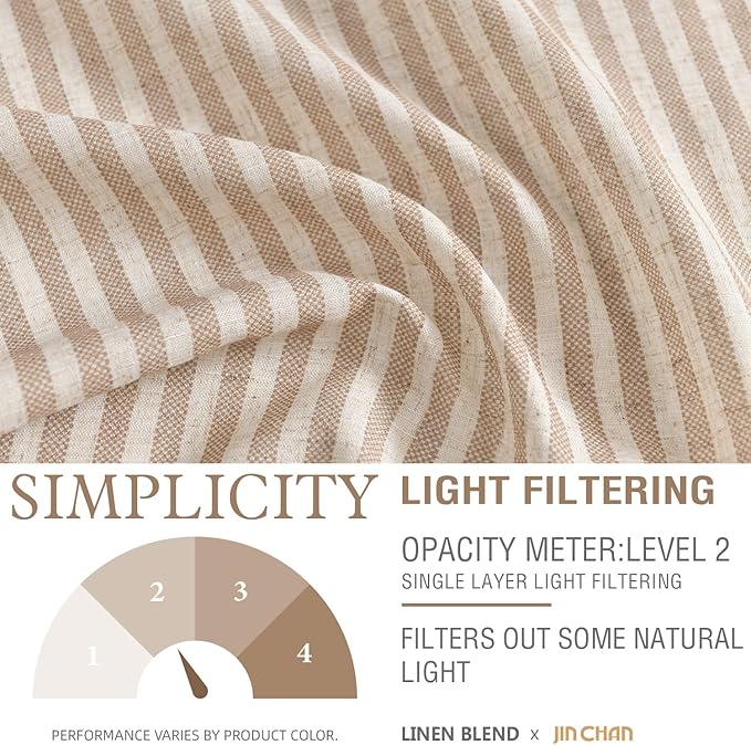 jinchan Valance Curtain Linen Textured Striped Window Curtain - Image 8