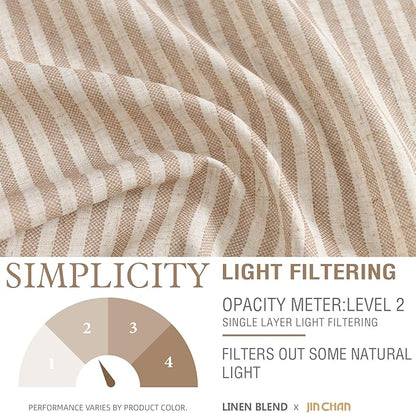 jinchan Valance Curtain Linen Textured Striped Window Curtain - Image 8