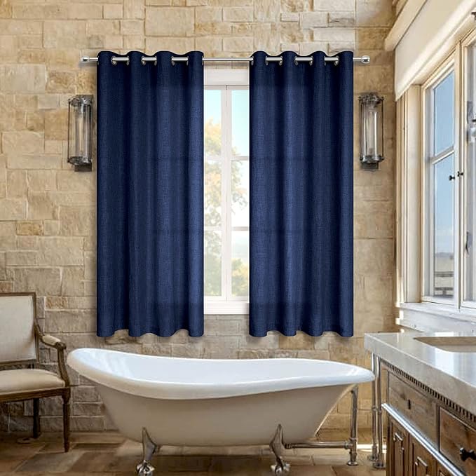 Pitalk Navy Blue Curtains 54 Inch Length by Pitalk