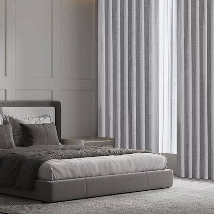 CUCRAF Custom Linen 100% Total Blackout Curtains, Light Grey Back Tab and Rod - Image 7