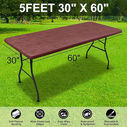 Smiry Rectangle Picnic Tablecloth, Waterproof Elastic Fitted Table Covers - Image 6