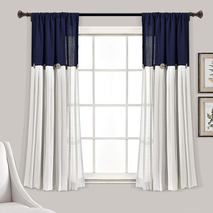 Lush Decor Linen Button Window Curtain Panel, Bedroom & Dining Room by LushDecor