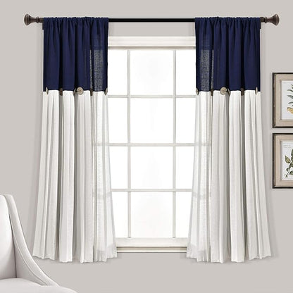 Lush Decor Linen Button Window Curtain Panel, Bedroom & Dining Room by LushDecor