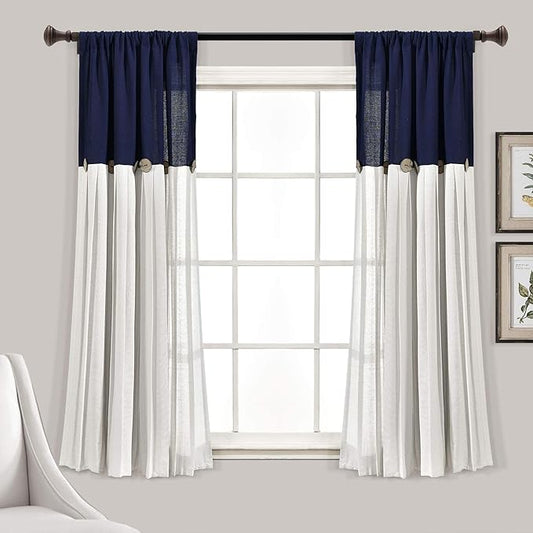 Lush Decor Linen Button Window Curtain Panel, Bedroom & Dining Room by LushDecor