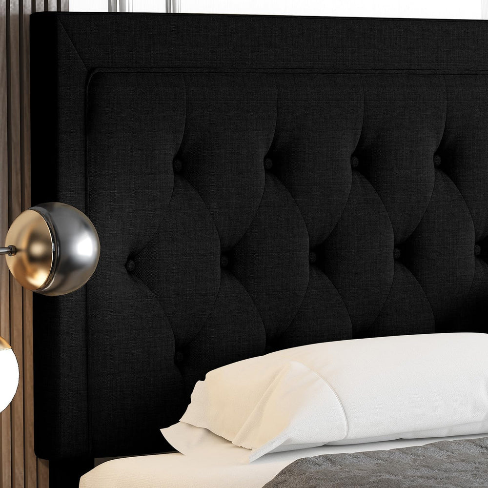 Allewie Queen Size Upholstered Platform Bed Frame with Adjustable Headboard, ...