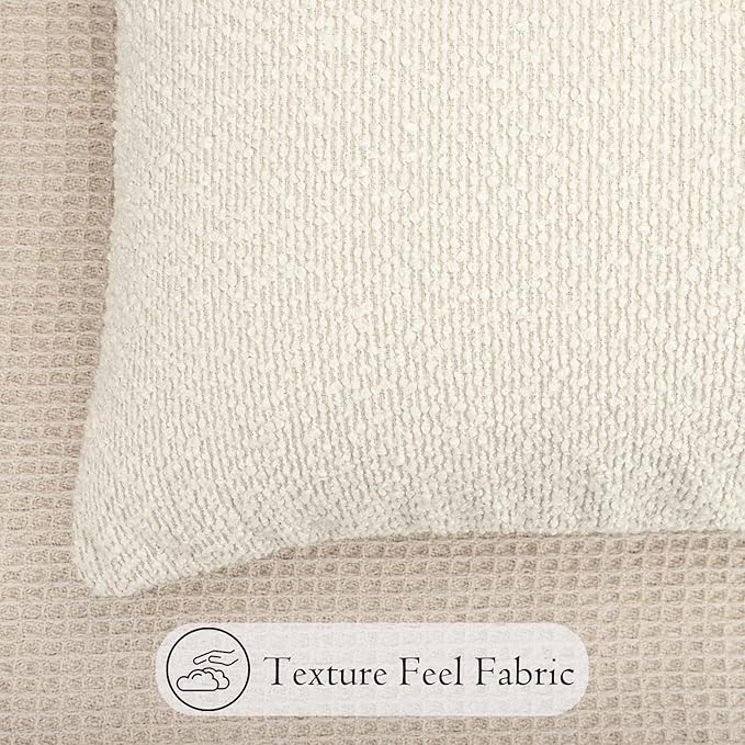 14x36 inch Boucle Lumbar Pillow Cover, Cream Woven Texture Neutral Long Pillow - Image 4