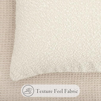 14x36 inch Boucle Lumbar Pillow Cover, Cream Woven Texture Neutral Long Pillow - Image 4