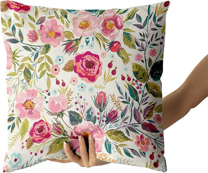 Spring Summer Flower Throw Pillow Covers 24x24 Inch Watercolor Peony Pillowcase - Image 4