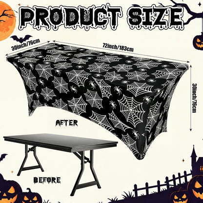 Moukeren 2 Pcs Halloween Spiderweb Tablecloth 6 ft Halloween Table Covers