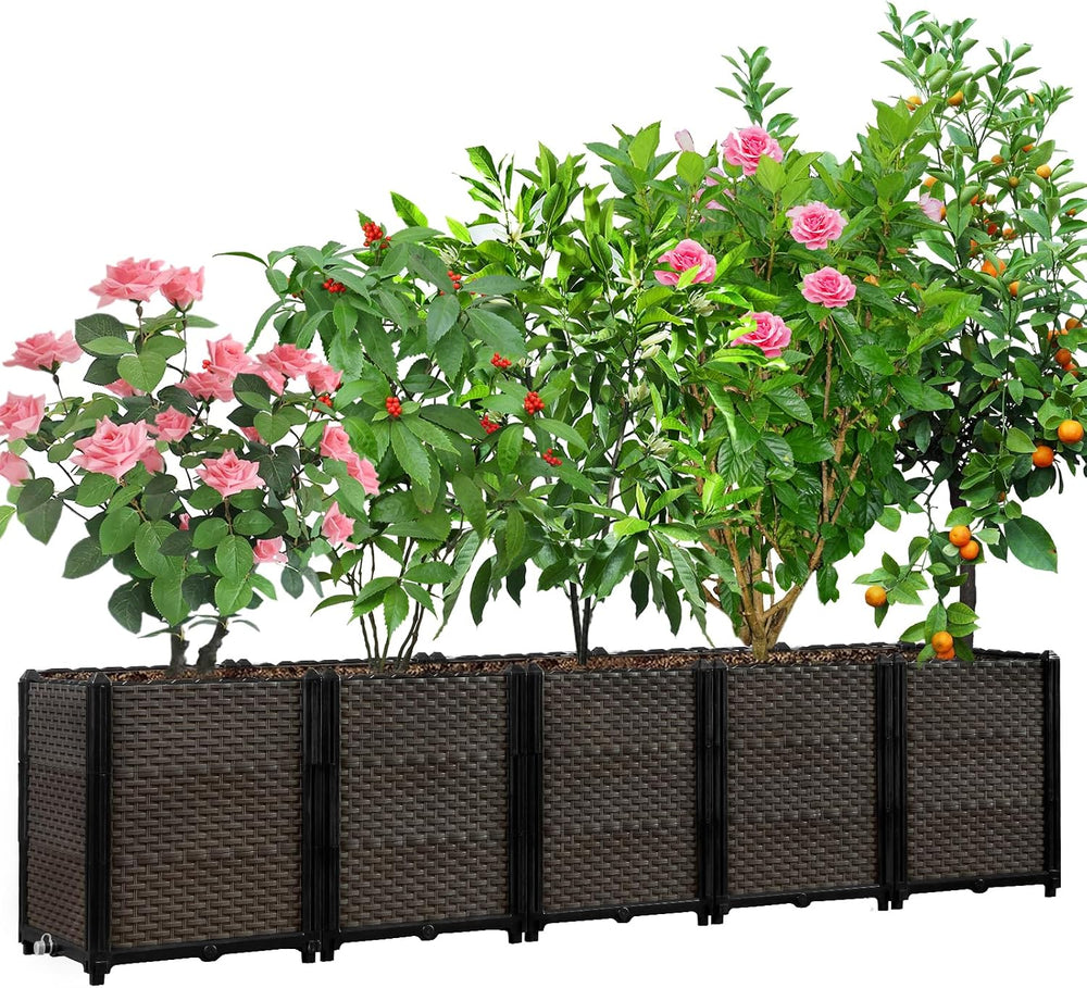 Large Raised Planter Box Outdoor Self Watering 78.7"x15.7"x19.7&quo...