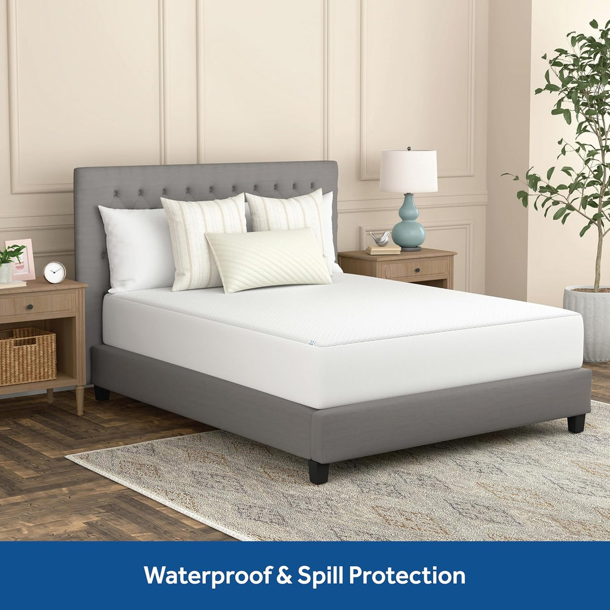 sealy complete waterproof fitted mattress protector queen, close-up detail
