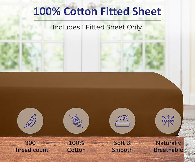 ROYALE LINENS 300 Thread Count 100% Long Staple Combed Cotton Fitted Sheet Queen - Image 3