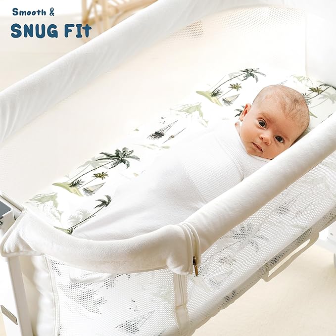 GRSSDER Stretchy Ultra Soft Fitted Bassinet Sheet Set 2 Pack, Breathable and - Image 2