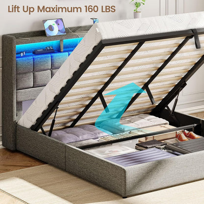 driftalia upholstered king size bed frame with lift, package contents