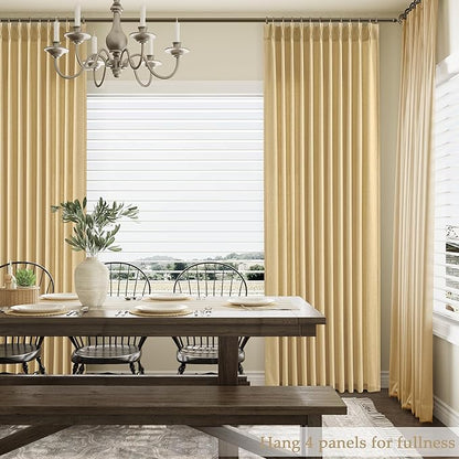 Gold Pinch Pleated Linen Curtains 90 Inch Length 2 Panels - Image 3