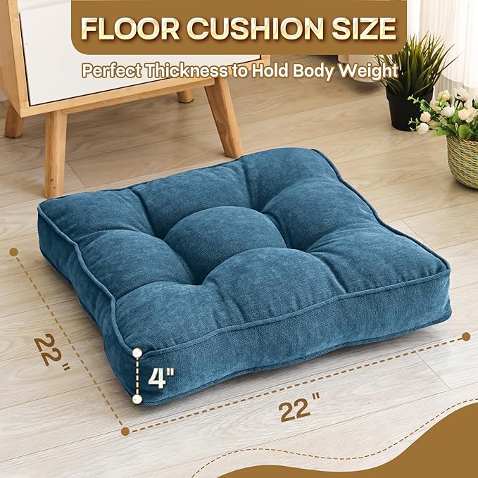 Floor Pillow Set of 2, Memory Foam Floor Cushions - Image 4