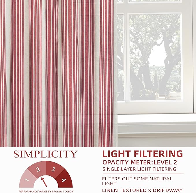 DriftAway Farmhouse Vertical Striped Linen Blend Textured Light Filtering Semi - Image 5