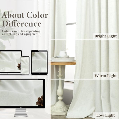 Ivory Blackout Curtains 90 Inches Long 2 Panel Light Blocking Patio Drape - Image 8