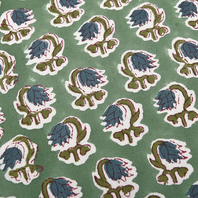 Ridhi Peacock Blue 100% Cotton Block Print Ruffle Bed Sham Cover 20''×26'' Boho - Image 7