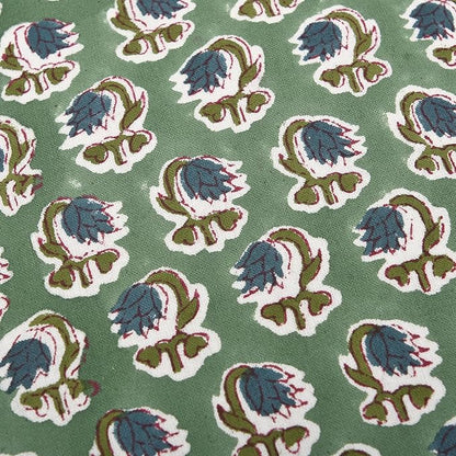 Ridhi Peacock Blue 100% Cotton Block Print Ruffle Bed Sham Cover 20''×26'' Boho - Image 7