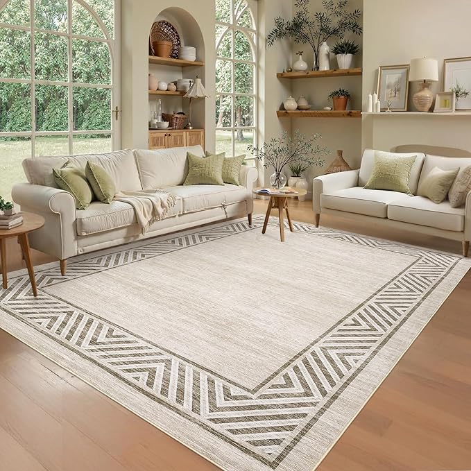 GarveeHome Bordered Bedroom Rugs 5x7 Ultra-Soft Indoor Carpet, Non-Slip Modern by GarveeHome