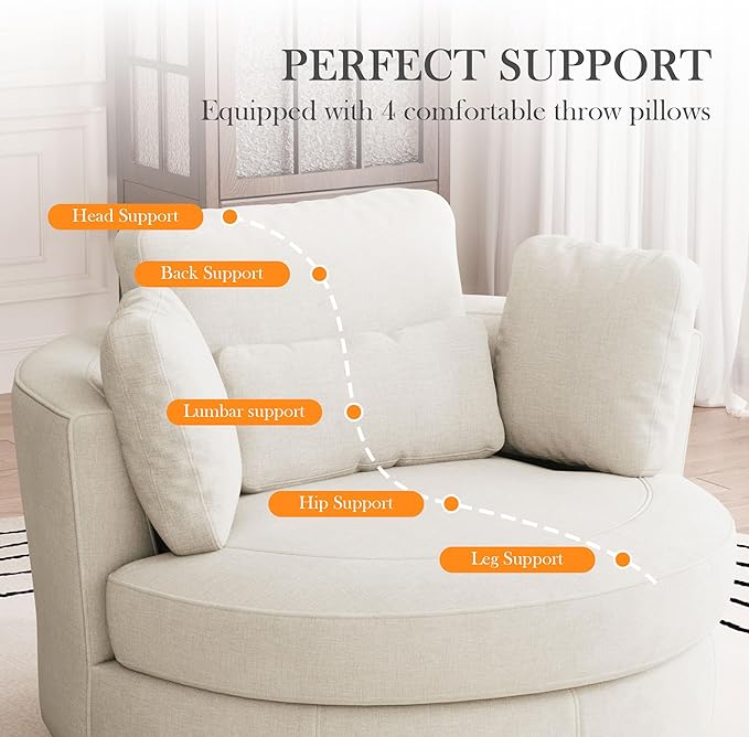 Aoiy & Wifon 50.2'' W Oversized Swivel Barrel Chair, Round Oversized Arm Chair - Image 5