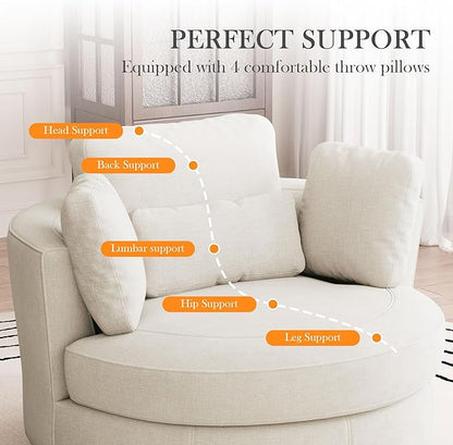 Aoiy & Wifon 50.2'' W Oversized Swivel Barrel Chair, Round Oversized Arm Chair - Image 5