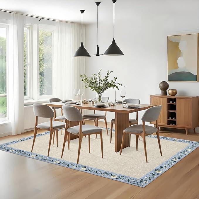 GarveeHome Washable Rugs for Living ROM 8 x 10 Large Area Rug Farmhouse Floral - Image 2