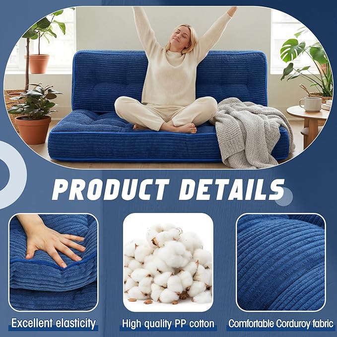 63 Inch Folding Sofa Bed Convertible Chair, 2-in-1 Convertible Boneless Sofa - Image 4