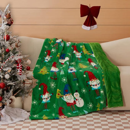 COOVA Christmas Faux Rabbit Fur & Flannel Throw Blanket 50x60 Inch by COOVA