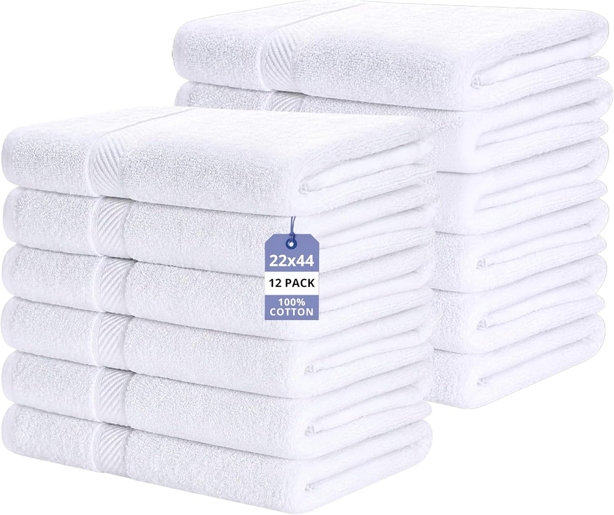 pearl linens 12 pack 22x44 economy cotton hotel, main product view