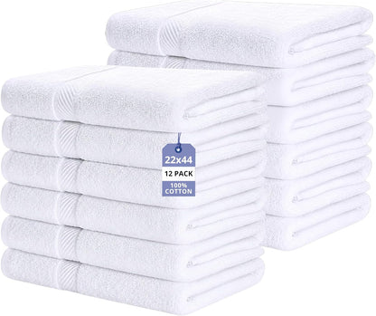 pearl linens 12 pack 22x44 economy cotton hotel, main product view