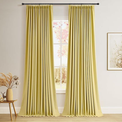 Pinch Pleated 100% Blackout Linen Curtains 120 Inches Long Insulated Thermal by Joywell