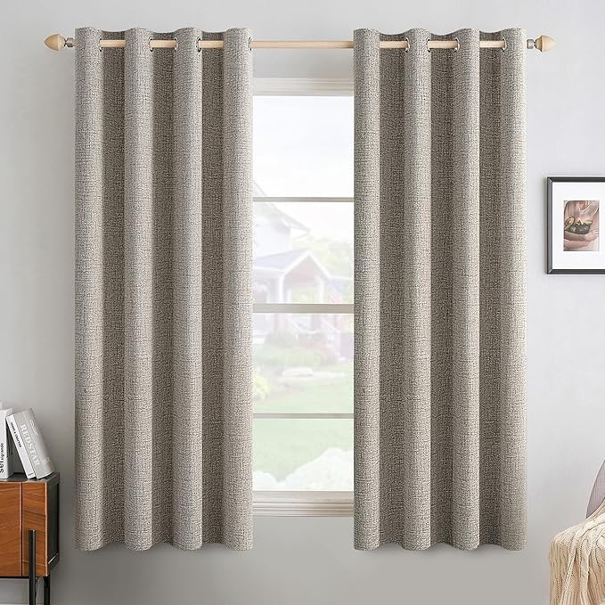MIULEE Linen Texture Curtains for Bedroom Solid 100% Blackout Thermal Insulated by MIULEE