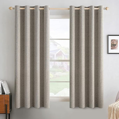 MIULEE Linen Texture Curtains for Bedroom Solid 100% Blackout Thermal Insulated by MIULEE