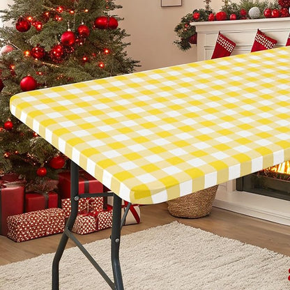 Smiry Rectangle Picnic Table Cloth, Elastic Waterproof Fitted Vinyl Tablecloths by Smiry