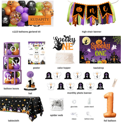 Halloween 1st Birthday Party Decorations,Spooky One Birthday Supplies Decor