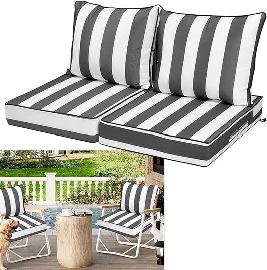 Waterproof Outdoor Chair Cushion Set of 2, Outdoor Cushions by Vulacko
