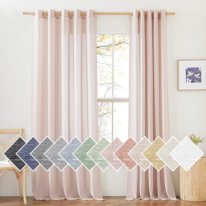 NICETOWN Linen Textured Semi Sheer Bedroom Curtains by NICETOWN