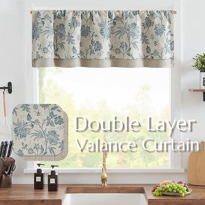 jinchan Floral Valance Curtain Linen Kitchen Valance - Image 2