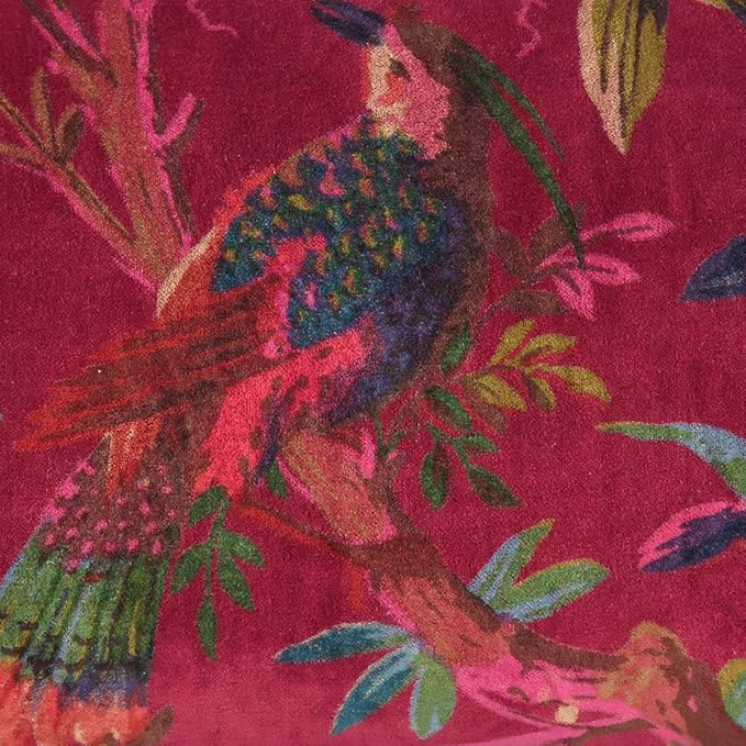 Eyes of India Velvet Floral Flower Bird Throw Pillow Sofa Cushion Cover Case - Image 7