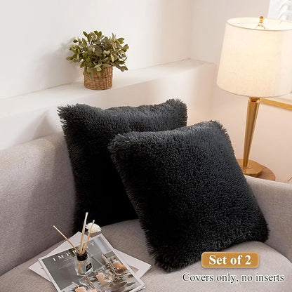 XeGe Cozy Faux Fur Throw Pillow Covers, Zippered Fluffy Cushion Covers - Image 2